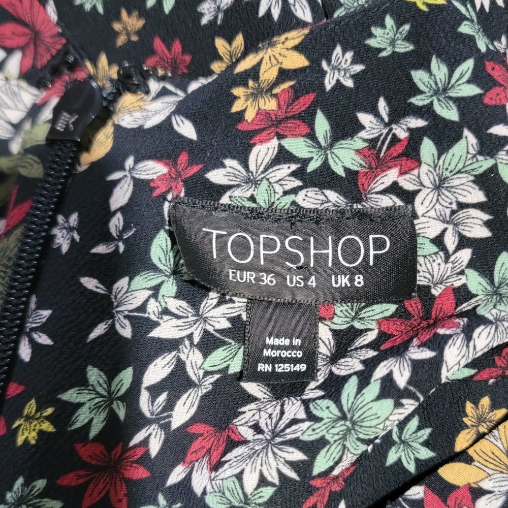 Topshop bohemian Inspired Long Sleeve Floral Dress Size 4 - Picture 4 of 11